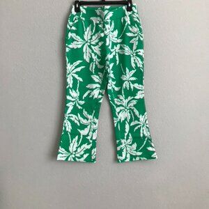 Isaac Mizrahi Petite Stretch Printed Cropped Pants - Green (Sz) a646293